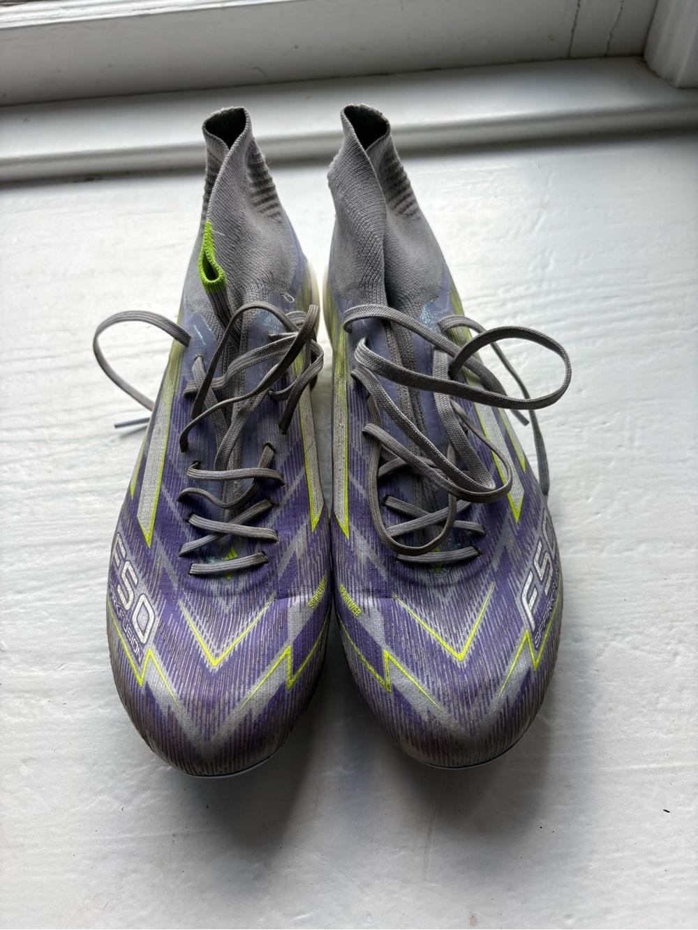 Adidas F50 Sparkfusion Elite Mid Purple Volt Soccer Cleats Womens Size 7.5